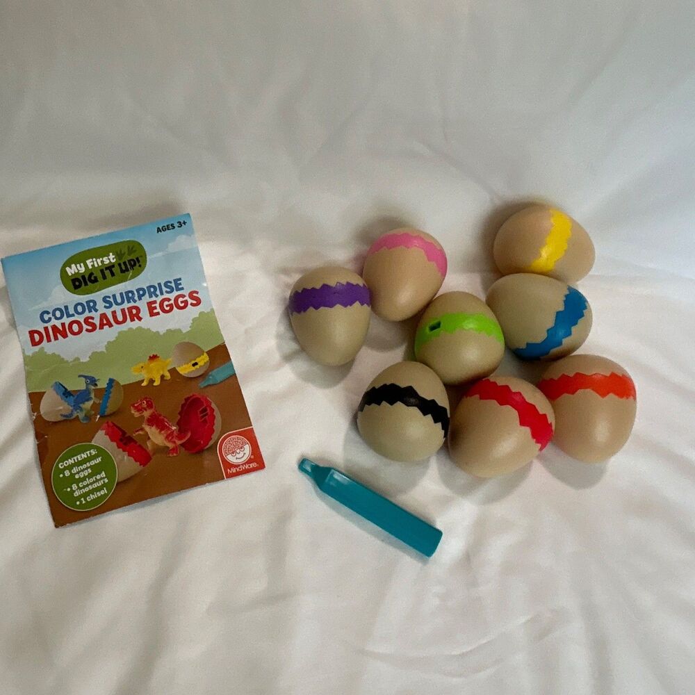 MindWare Color Surprise Dinosaur Eggs Activity Toy Set, Matching, Ages 3+